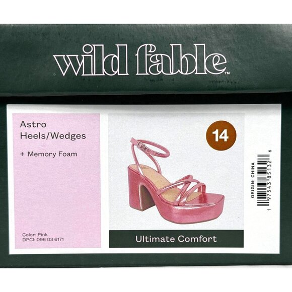 Wild Fable Heels Womens 14 Pink Memory Foam Strappy Block Platform NIB - Picture 2 of 10